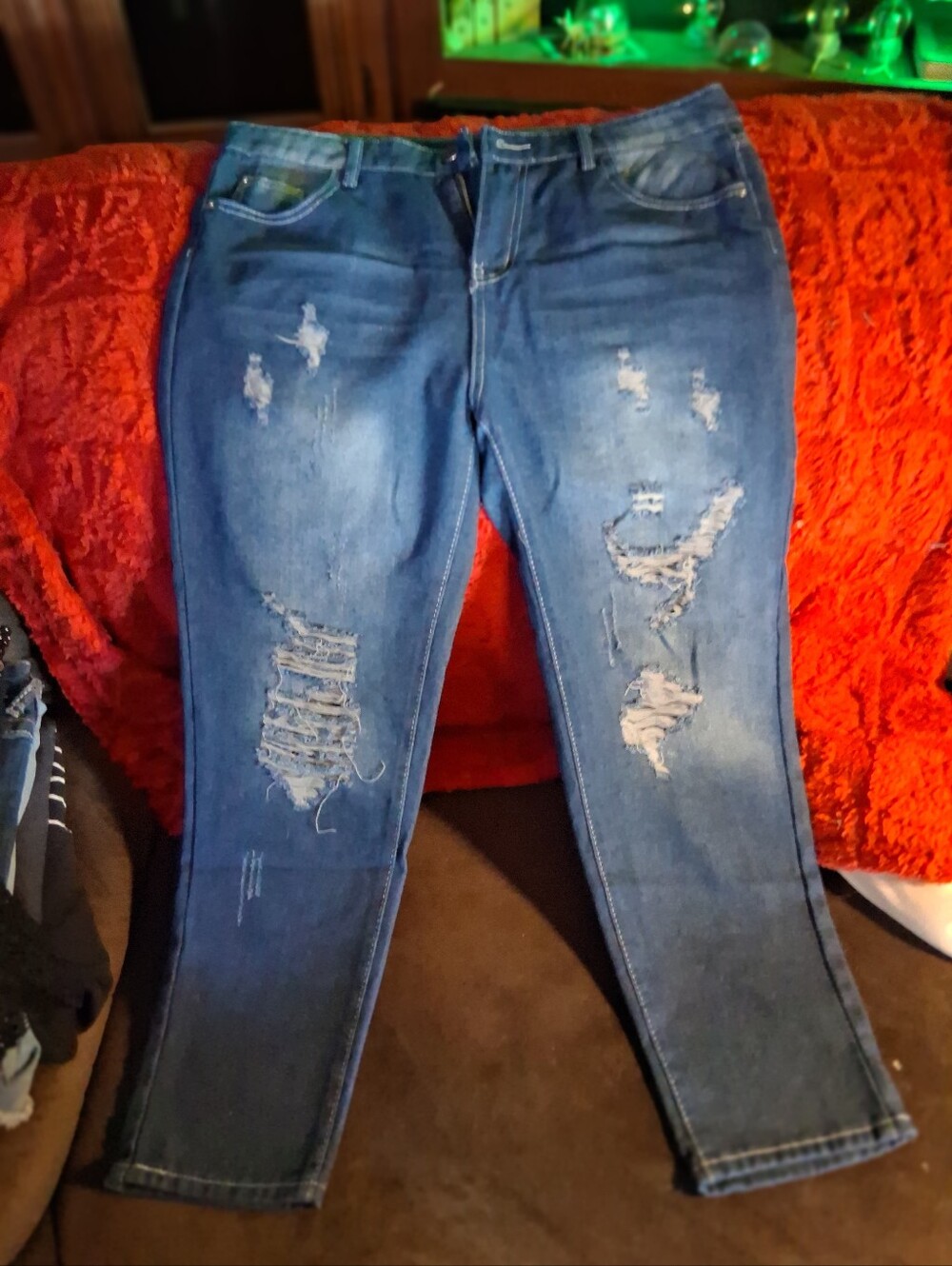 Classic Blue Distressed Women's Jeans